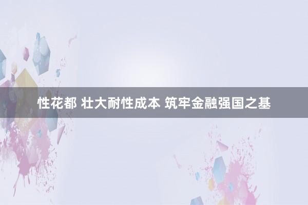 性花都 壮大耐性成本 筑牢金融强国之基