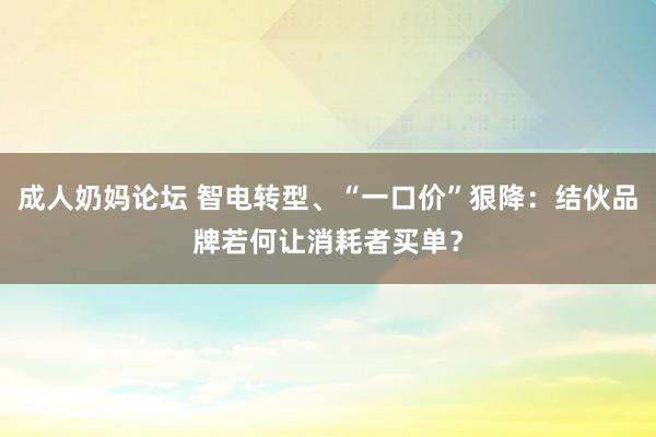成人奶妈论坛 智电转型、“一口价”狠降：结伙品牌若何让消耗者买单？
